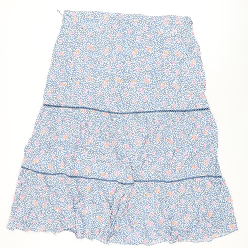 Marks and Spencer Womens Blue Floral Viscose Swing Skirt Size 20 Zip
