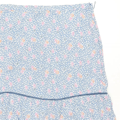 Marks and Spencer Womens Blue Floral Viscose Swing Skirt Size 20 Zip
