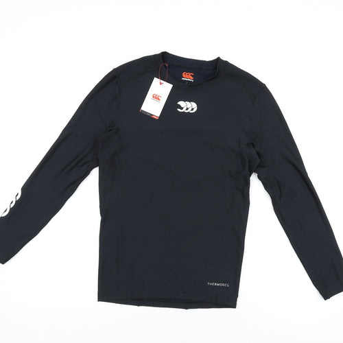 Canterbury Mens Black Polyester Basic T-Shirt Size L Round Neck Pullover - Thermal Top