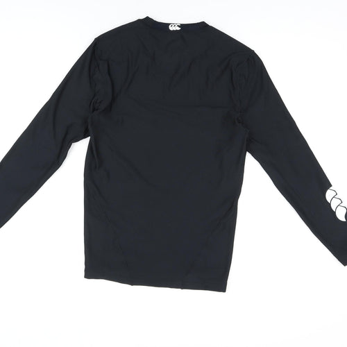Canterbury Mens Black Polyester Basic T-Shirt Size L Round Neck Pullover - Thermal Top