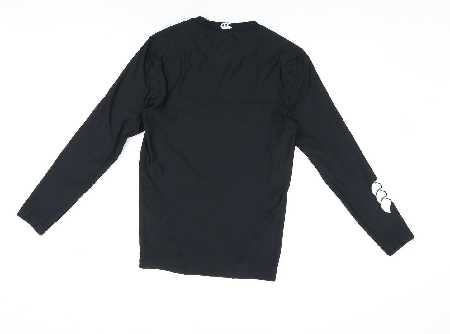 Canterbury Mens Black Polyester Basic T-Shirt Size L Round Neck Pullover - Thermal Top