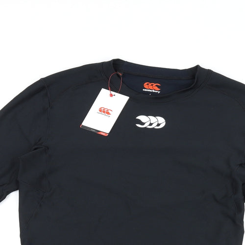Canterbury Mens Black Polyester Basic T-Shirt Size L Round Neck Pullover - Thermal Top