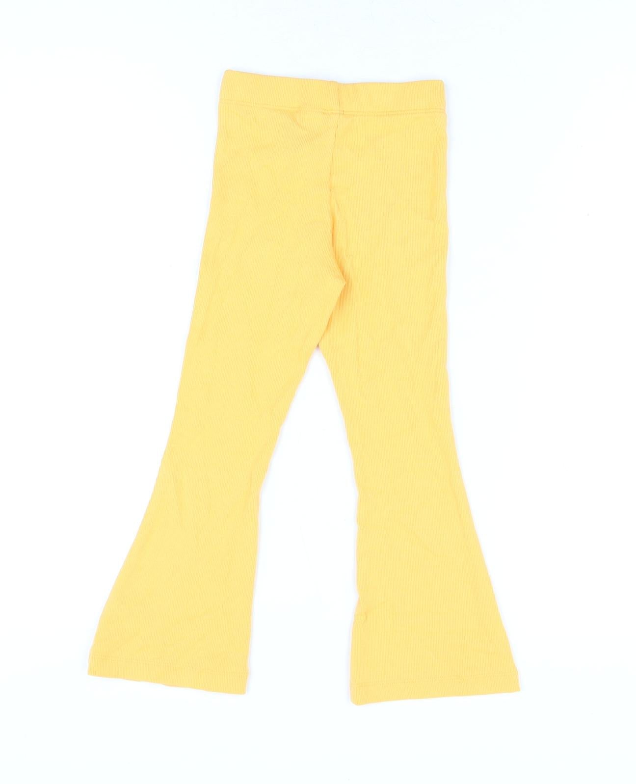 Marks and Spencer Girls Orange Cotton Pedal Pusher Trousers Size 3-4 Years Regular Pullover