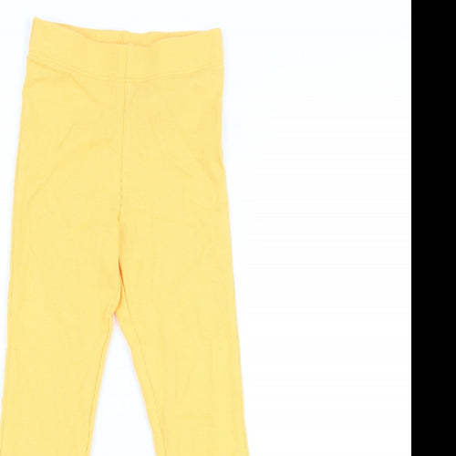 Marks and Spencer Girls Orange Cotton Pedal Pusher Trousers Size 3-4 Years Regular Pullover