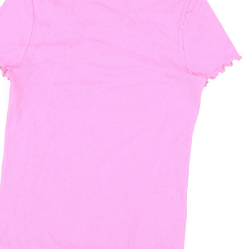 Marks and Spencer Girls Pink Cotton Basic T-Shirt Size 13-14 Years Round Neck Pullover