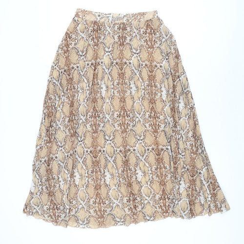 Marks and Spencer Womens Beige Animal Print Polyester Swing Skirt Size 8 - Snake Print