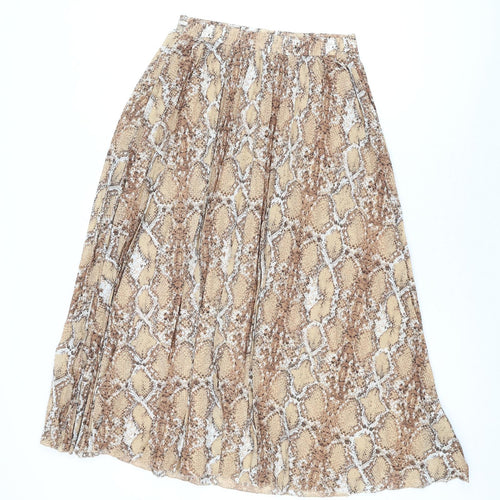Marks and Spencer Womens Beige Animal Print Polyester Swing Skirt Size 8 - Snake Print