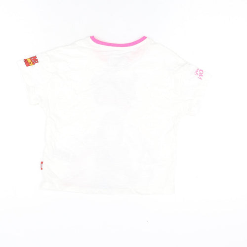 Marks and Spencer Girls White Polyester Basic T-Shirt Size 4-5 Years Round Neck Lace Up - Marvel, Hero Vibes