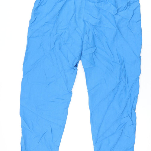Marks and Spencer Womens Blue Polyester Trousers Size 18 L29 in Regular Drawstring