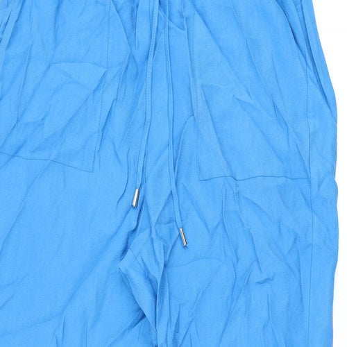 Marks and Spencer Womens Blue Polyester Trousers Size 18 L29 in Regular Drawstring