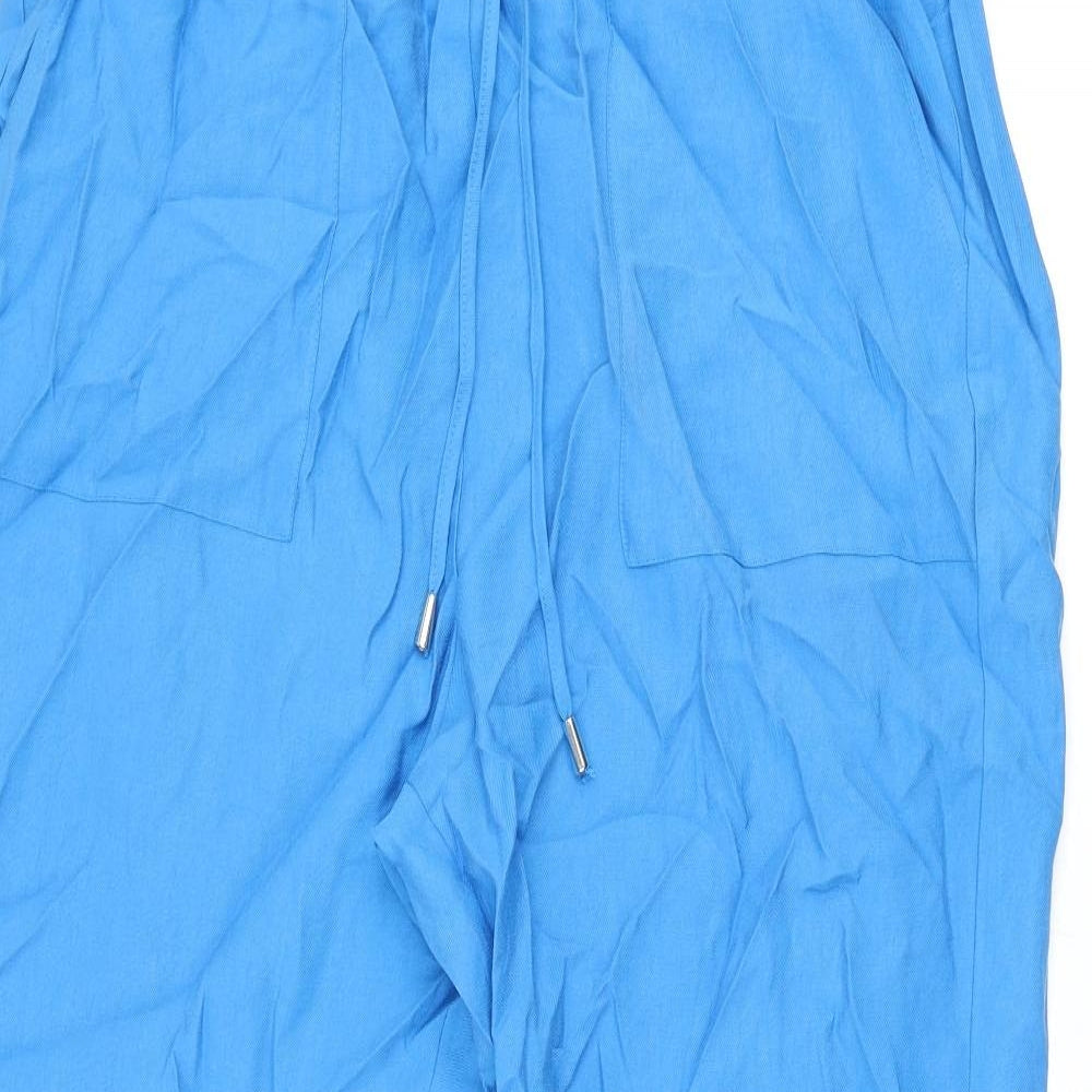 Marks and Spencer Womens Blue Polyester Trousers Size 18 L29 in Regular Drawstring