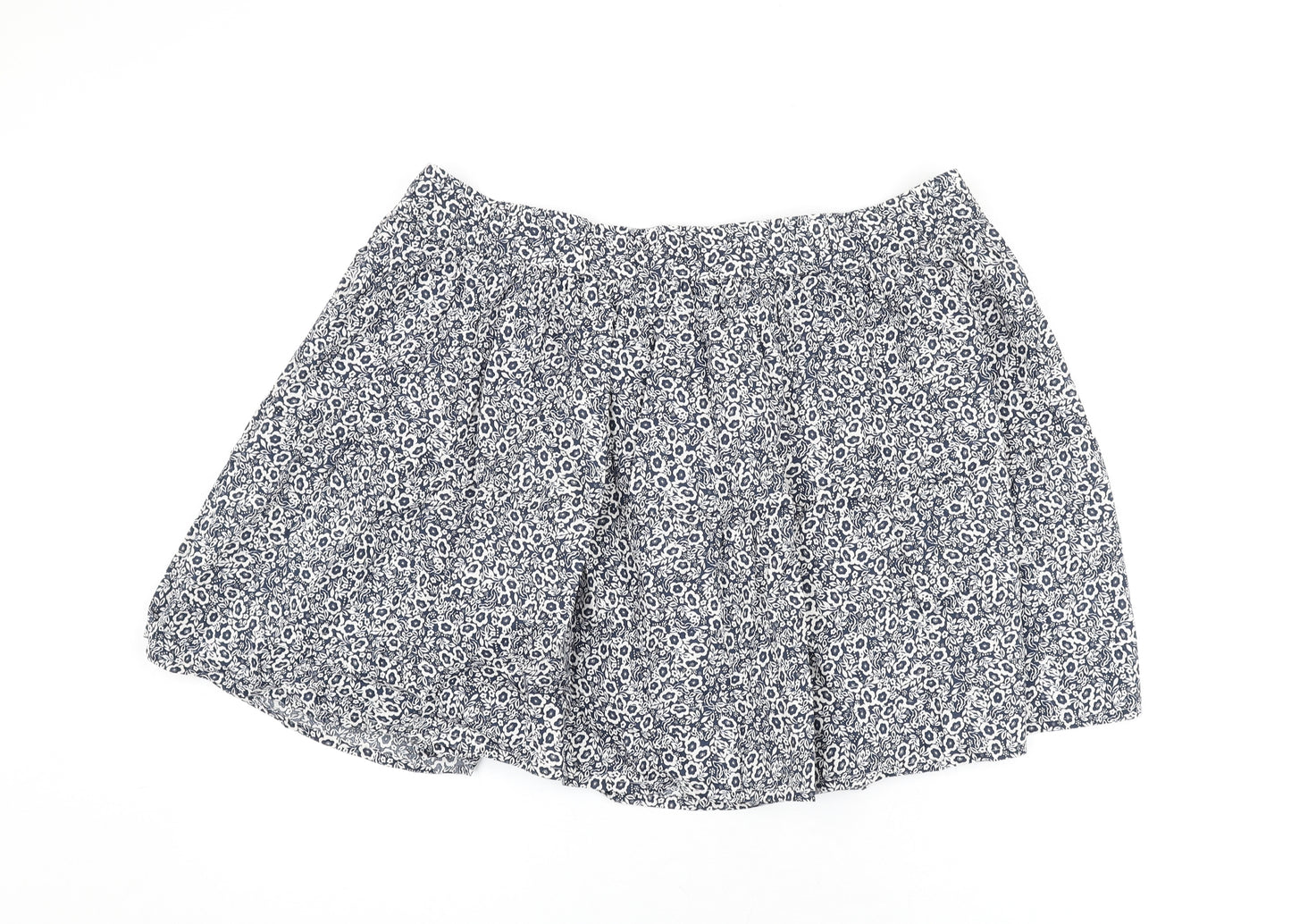 Marks and Spencer Womens Blue Floral Cotton Mini Skirt Size 20