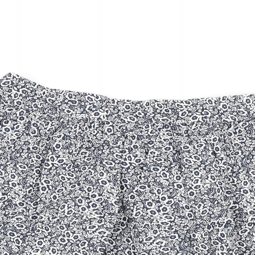 Marks and Spencer Womens Blue Floral Cotton Mini Skirt Size 20