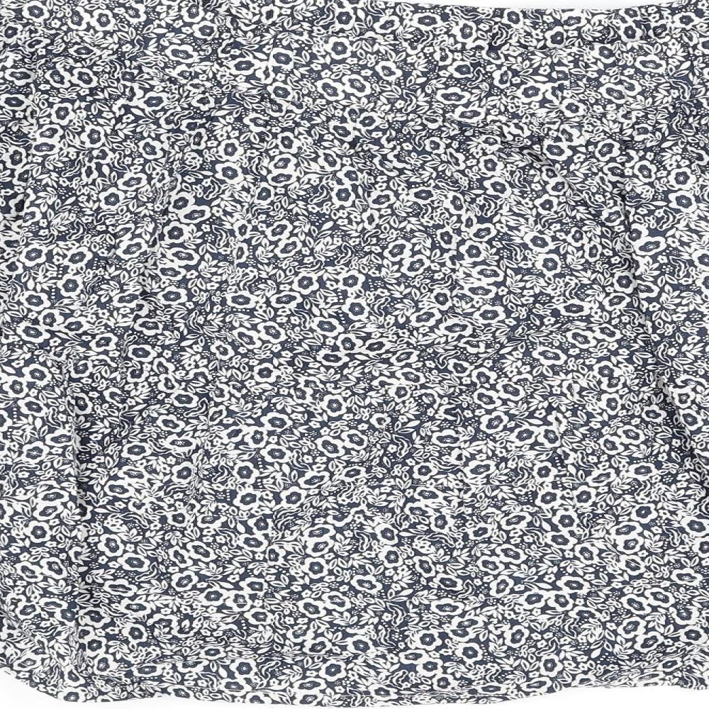 Marks and Spencer Womens Blue Floral Cotton Mini Skirt Size 20