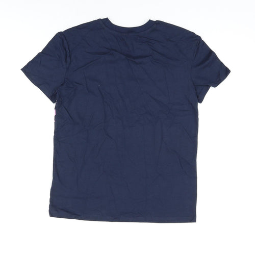 Marks and Spencer Boys Blue Cotton Basic T-Shirt Size 11-12 Years Round Neck Pullover - Next Level