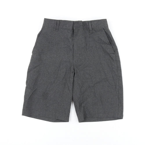 Marks and Spencer Boys Grey Polyester Bermuda Shorts Size 9-10 Years L8.5 in Regular Zip