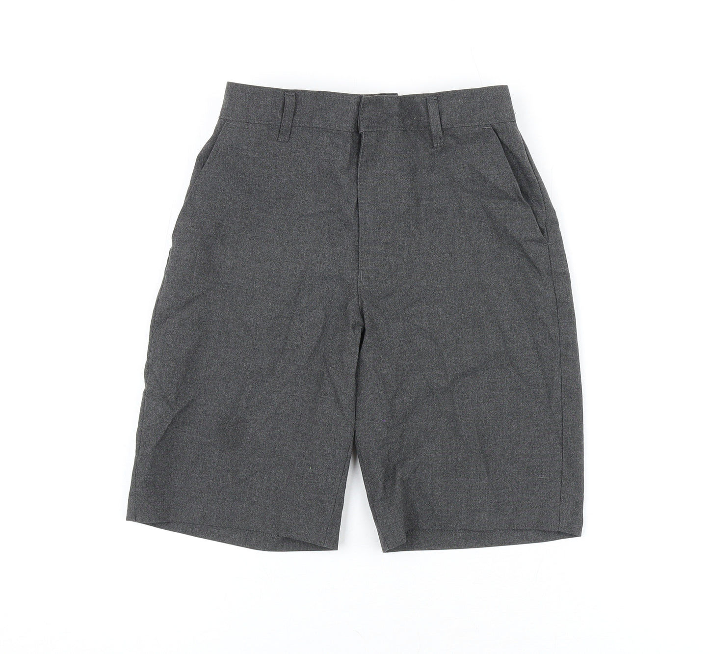 Marks and Spencer Boys Grey Polyester Bermuda Shorts Size 9-10 Years L8.5 in Regular Zip