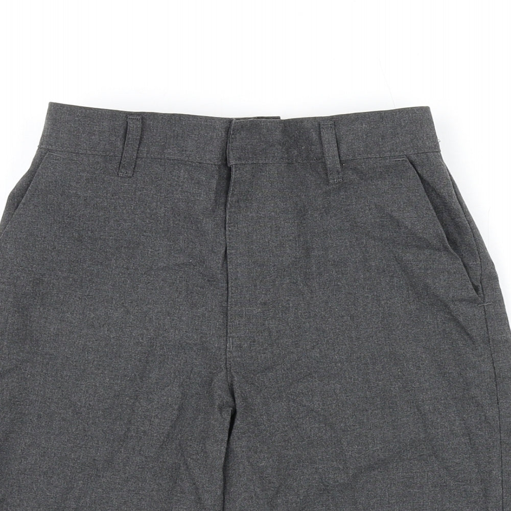 Marks and Spencer Boys Grey Polyester Bermuda Shorts Size 9-10 Years L8.5 in Regular Zip