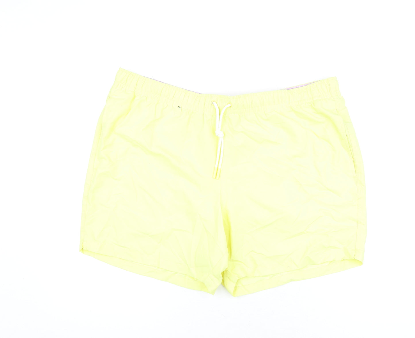 Marks and Spencer Mens Yellow Polyester Bermuda Shorts Size 2XL Regular Drawstring - Swim Shorts