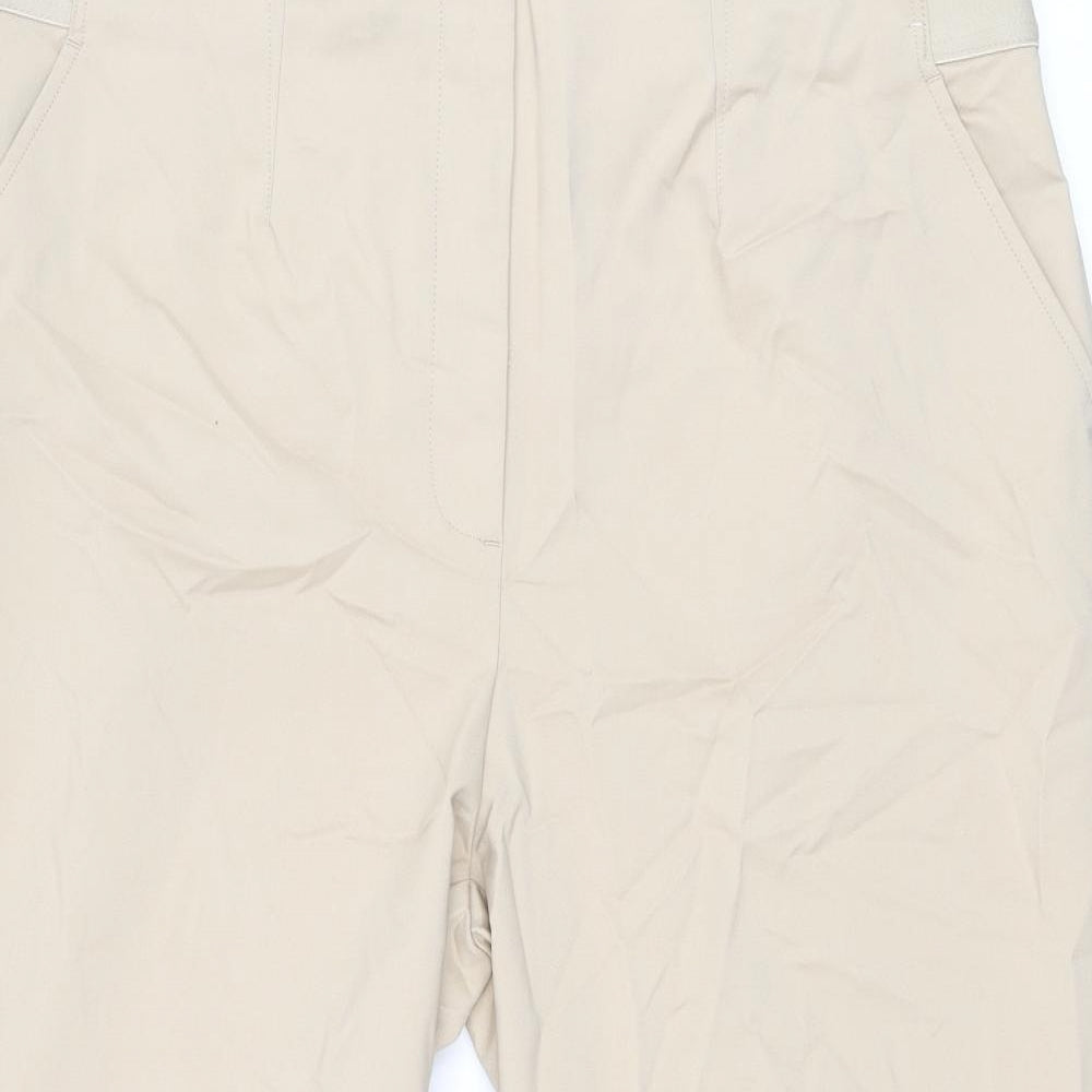 Marks and Spencer Womens Beige Cotton Cropped Trousers Size 22 L21.5 in Regular Zip