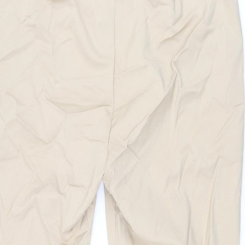Marks and Spencer Womens Beige Cotton Cropped Trousers Size 22 L21.5 in Regular Zip