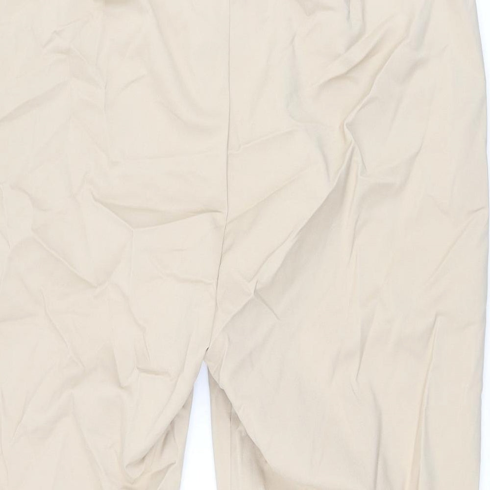 Marks and Spencer Womens Beige Cotton Cropped Trousers Size 22 L21.5 in Regular Zip