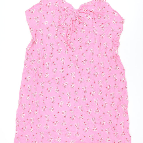 Marks and Spencer Womens Pink Floral Viscose Slip Dress Size 24 V-Neck Pullover
