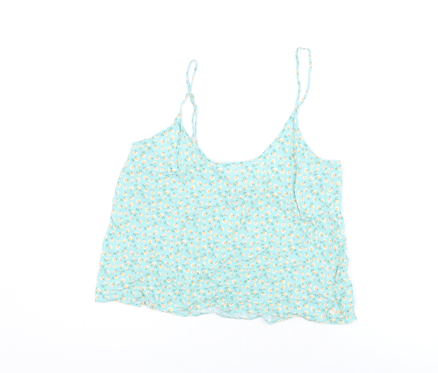 Marks and Spencer Womens Green Floral Viscose Camisole T-Shirt Size 14 Scoop Neck