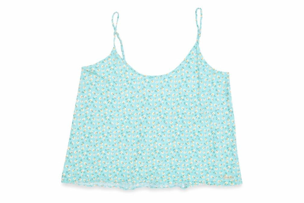 Marks and Spencer Womens Green Floral Viscose Camisole T-Shirt Size 14 Scoop Neck