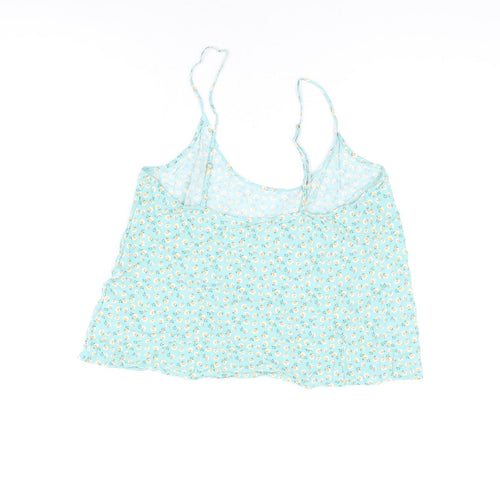 Marks and Spencer Womens Green Floral Viscose Camisole T-Shirt Size 14 Scoop Neck
