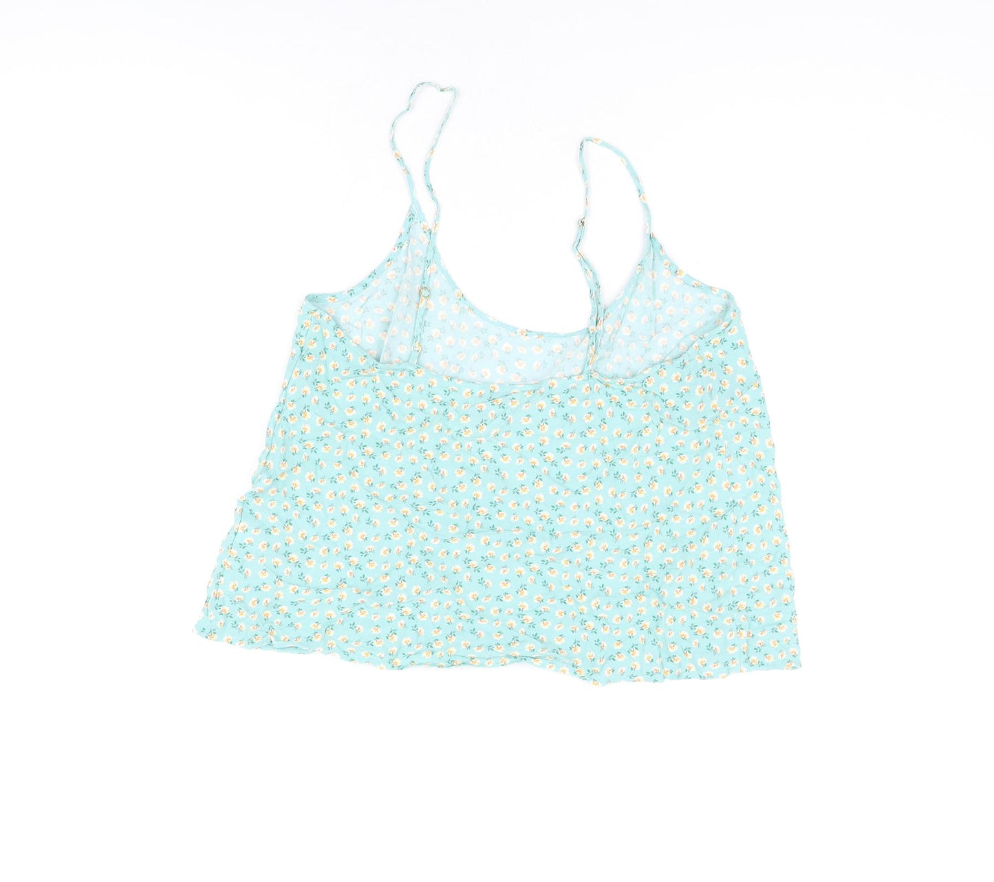 Marks and Spencer Womens Green Floral Viscose Camisole T-Shirt Size 14 Scoop Neck