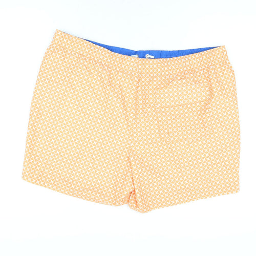 Marks and Spencer Mens Orange Geometric Polyester Bermuda Shorts Size 2XL Regular Drawstring - Swim Shorts