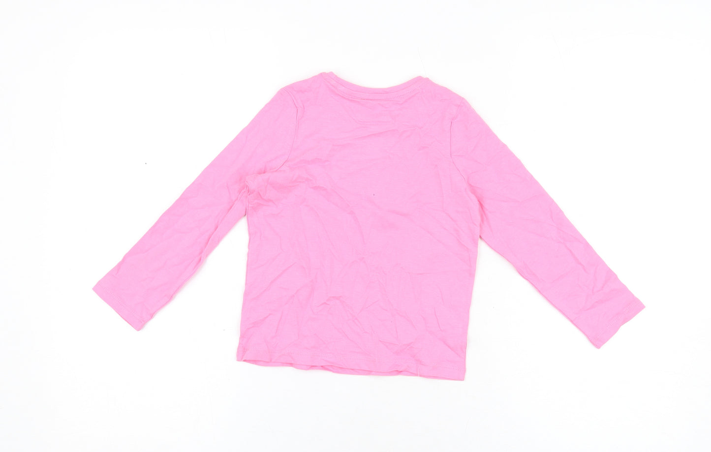 Marks and Spencer Girls Pink Cotton Basic T-Shirt Size 3-4 Years Round Neck Pullover - Hedgehog Print