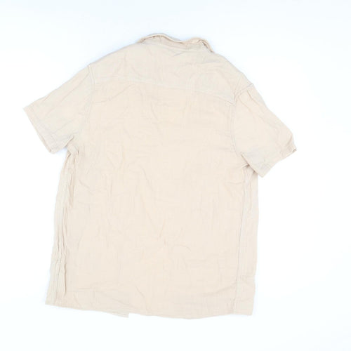 Marks and Spencer Boys Beige Cotton Basic T-Shirt Size 13-14 Years Collared Button - Top And Shirt Set