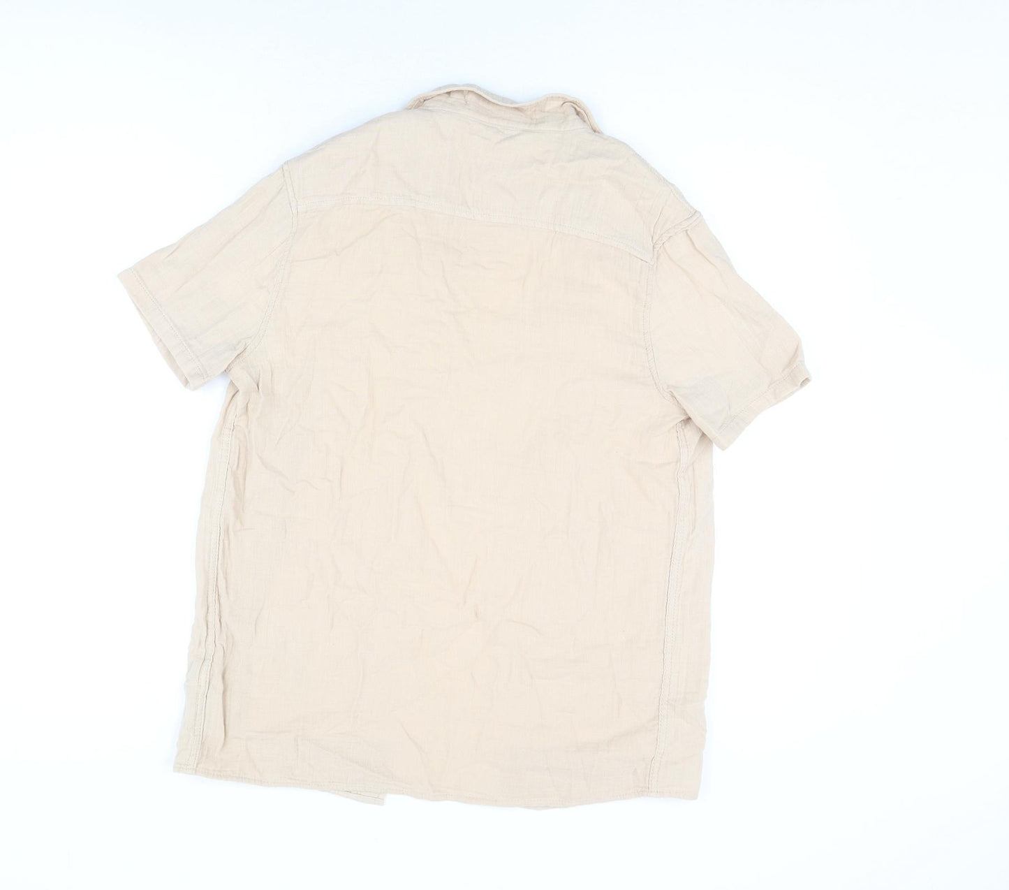 Marks and Spencer Boys Beige Cotton Basic T-Shirt Size 13-14 Years Collared Button - Top And Shirt Set