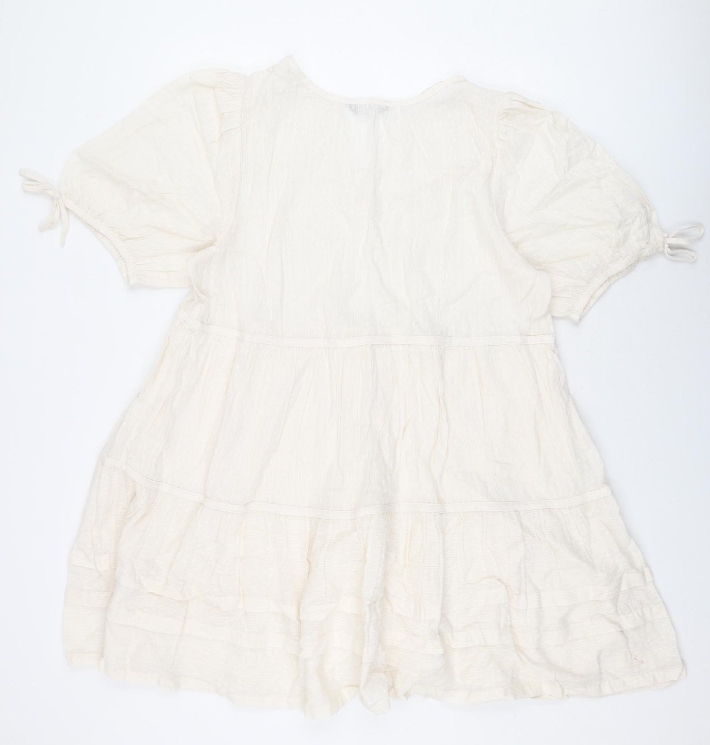 Marks and Spencer Womens White Cotton Shift Size 18 V-Neck Pullover