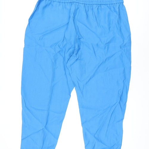 Marks and Spencer Womens Blue Polyester Trousers Size 20 L25 in Regular Drawstring