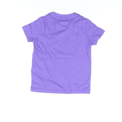 Marks and Spencer Girls Purple Cotton Basic T-Shirt Size 2-3 Years Round Neck Pullover - Summer Holiday