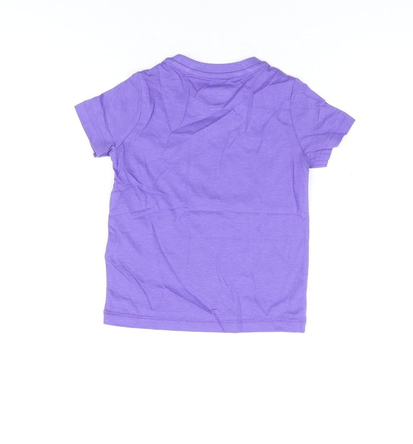 Marks and Spencer Girls Purple Cotton Basic T-Shirt Size 2-3 Years Round Neck Pullover - Summer Holiday