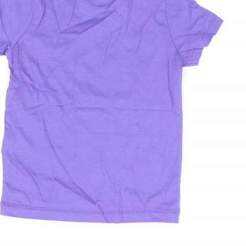 Marks and Spencer Girls Purple Cotton Basic T-Shirt Size 2-3 Years Round Neck Pullover - Summer Holiday