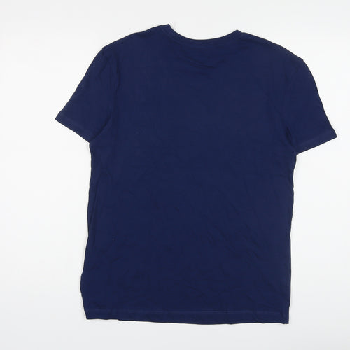 Marks and Spencer Boys Blue Cotton Basic T-Shirt Size 13-14 Years Crew Neck Pullover