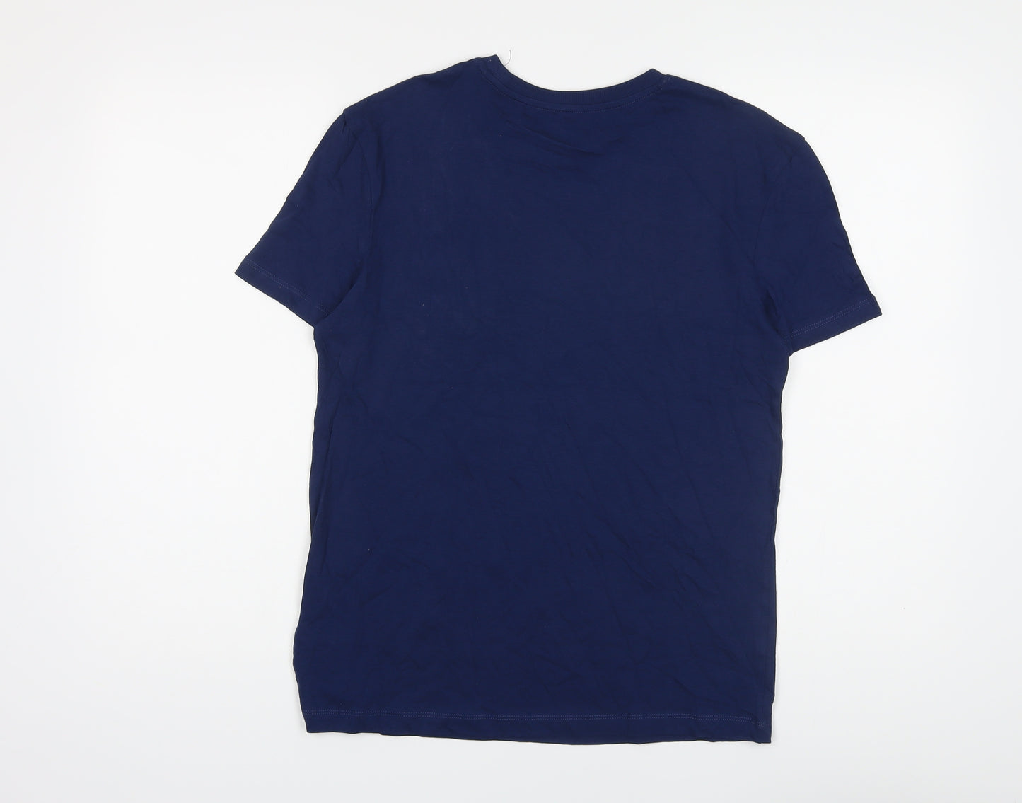 Marks and Spencer Boys Blue Cotton Basic T-Shirt Size 13-14 Years Crew Neck Pullover