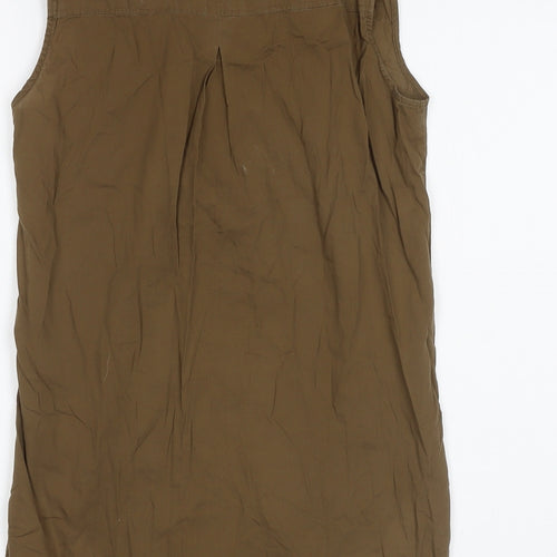 H&M Womens Brown Cotton Basic Button-Up Size 6 Collared