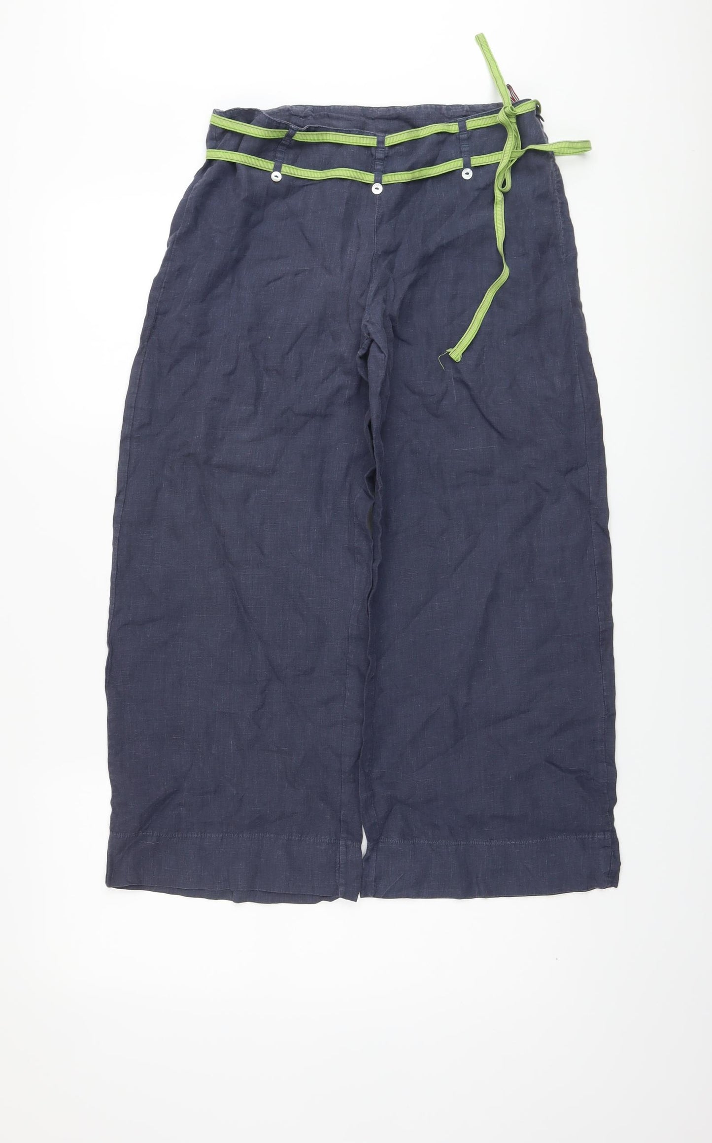White Stuff Womens Blue Linen Trousers Size 10 L25 in Regular Zip