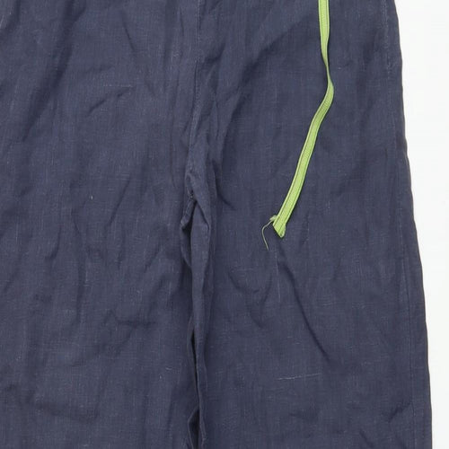 White Stuff Womens Blue Linen Trousers Size 10 L25 in Regular Zip