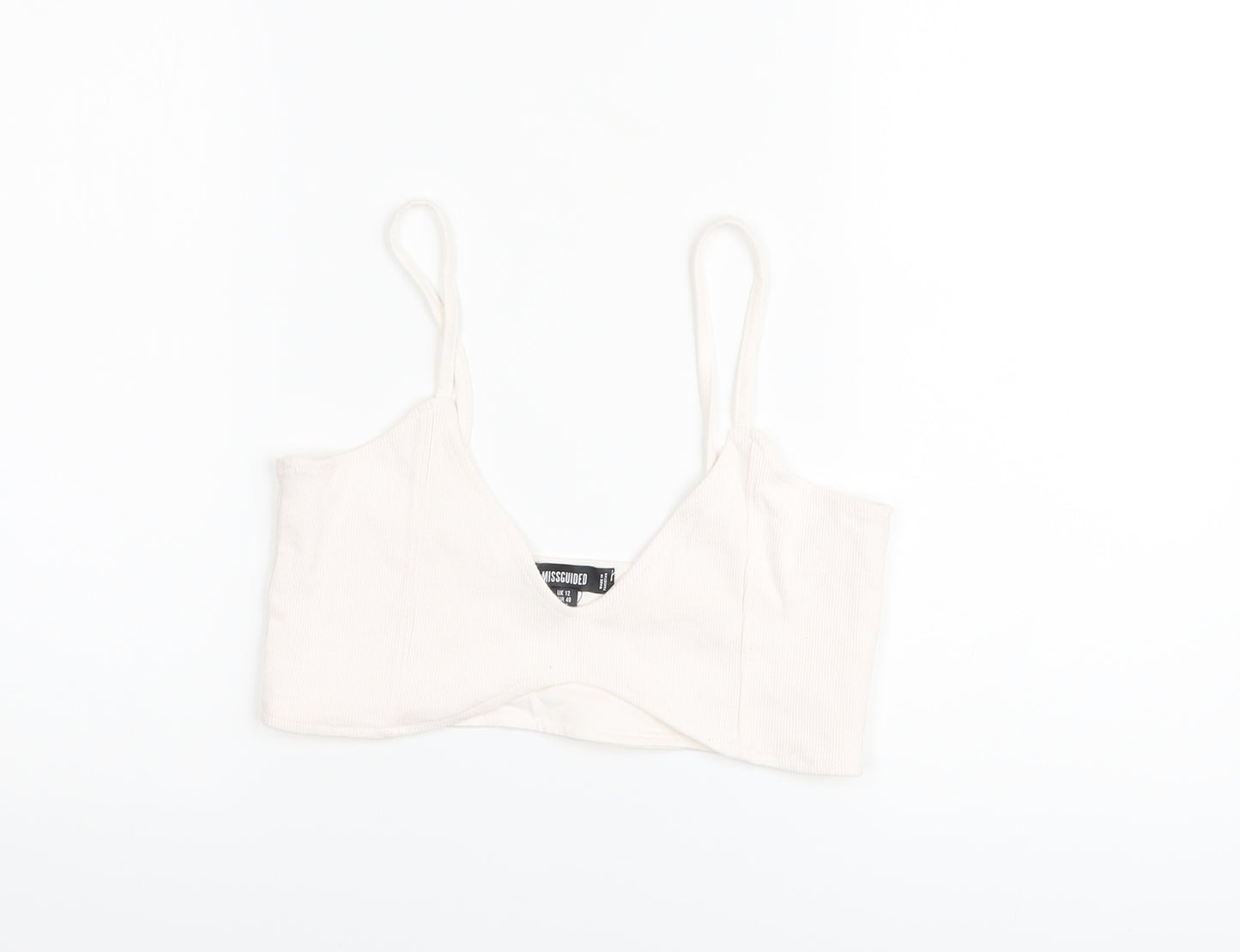 Missguided Womens Pink Polyester Cropped Tank Size 12 V-Neck