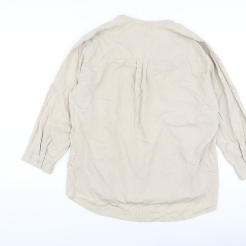 Uniqlo Womens Beige Viscose Basic Blouse Size M V-Neck