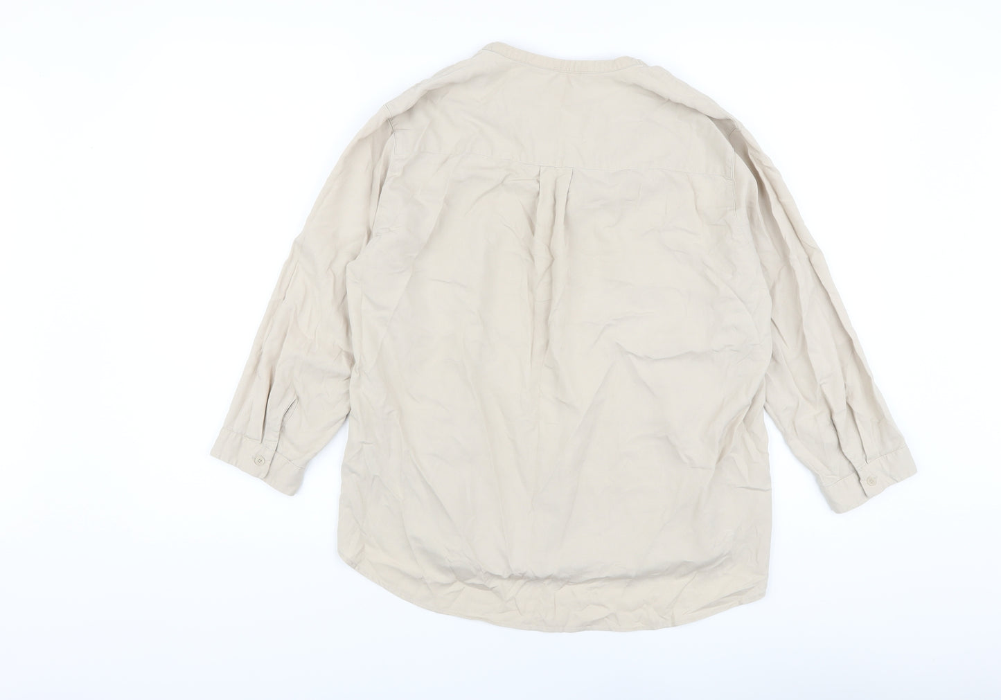Uniqlo Womens Beige Viscose Basic Blouse Size M V-Neck