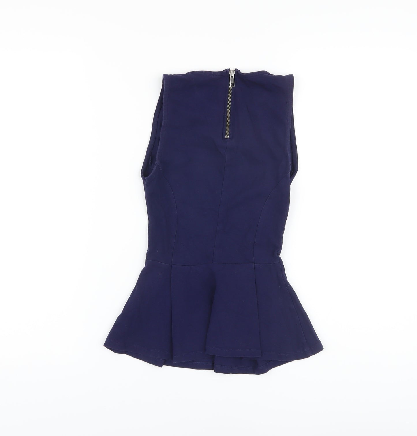 Topshop Womens Blue Cotton Basic Tank Size 6 Round Neck