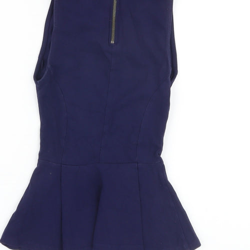 Topshop Womens Blue Cotton Basic Tank Size 6 Round Neck